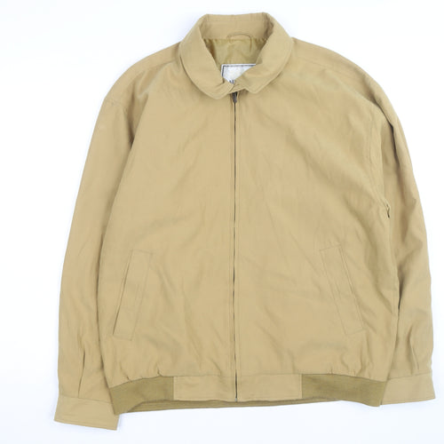 Aldon Men's Beige Bomber Jacket M Collared Full Zip Casual Outerwear