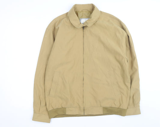 Aldon Men's Beige Bomber Jacket M Collared Full Zip Casual Outerwear