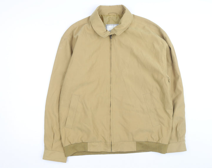 Aldon Men's Beige Bomber Jacket M Collared Full Zip Casual Outerwear