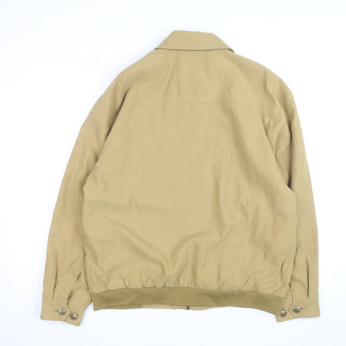 Aldon Men's Beige Bomber Jacket M Collared Full Zip Casual Outerwear