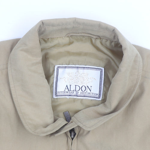 Aldon Men's Beige Bomber Jacket M Collared Full Zip Casual Outerwear