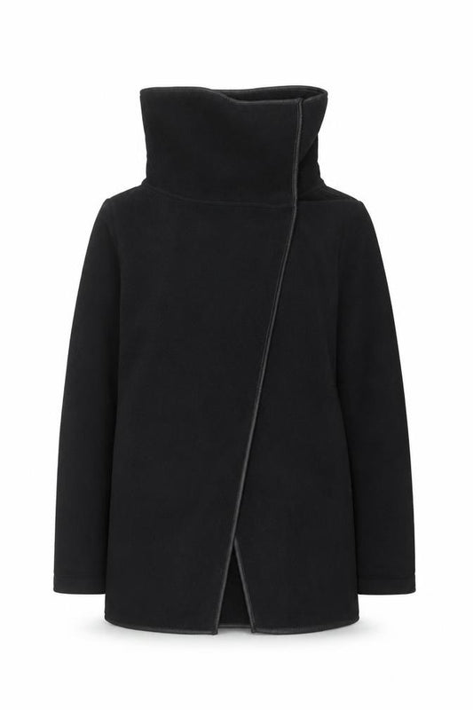 Front view of Barrage Women's Black Fleece Mid-Length Coat, size S