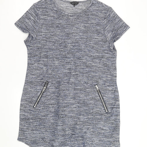 New Look Women’s Grey Knit Short Sleeve Zip Pocket T-Shirt Dress Size 16