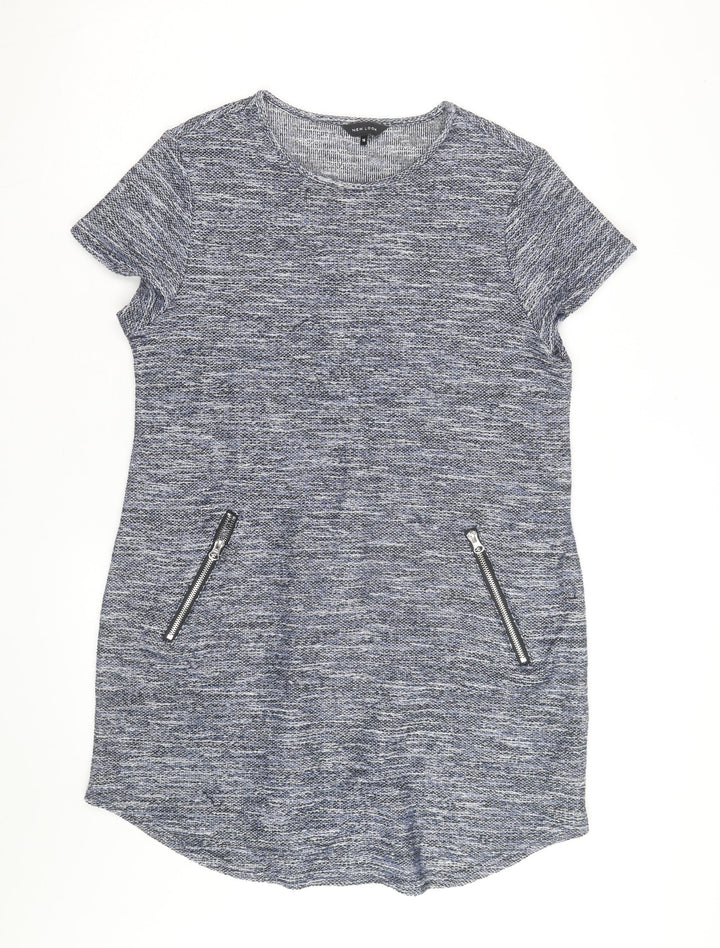 New Look Women’s Grey Knit Short Sleeve Zip Pocket T-Shirt Dress Size 16