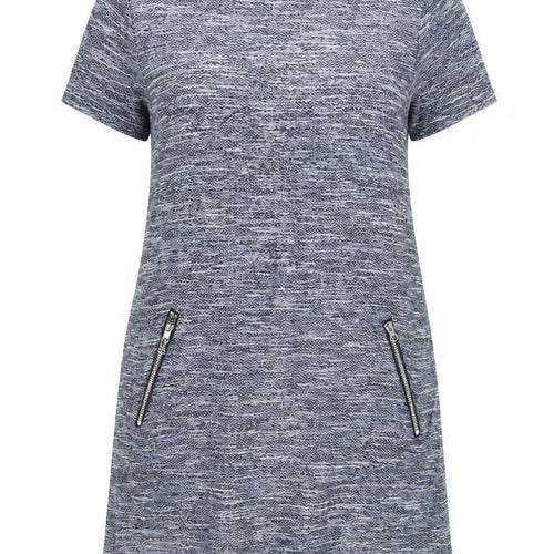 New Look Women’s Grey Knit Short Sleeve Zip Pocket T-Shirt Dress Size 16