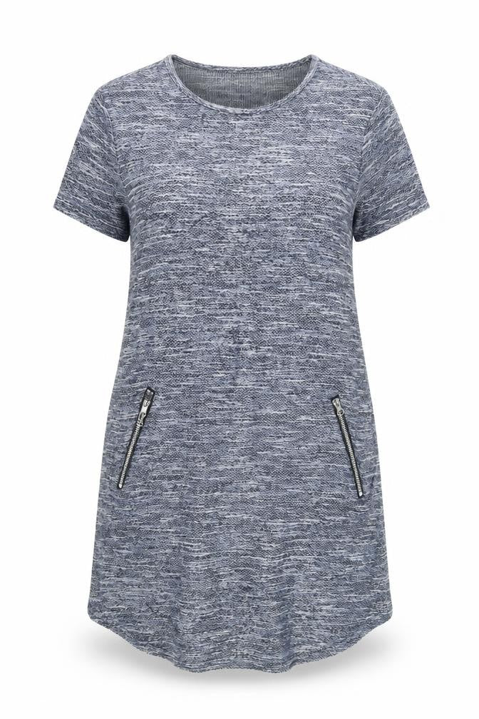 New Look Women’s Grey Knit Short Sleeve Zip Pocket T-Shirt Dress Size 16