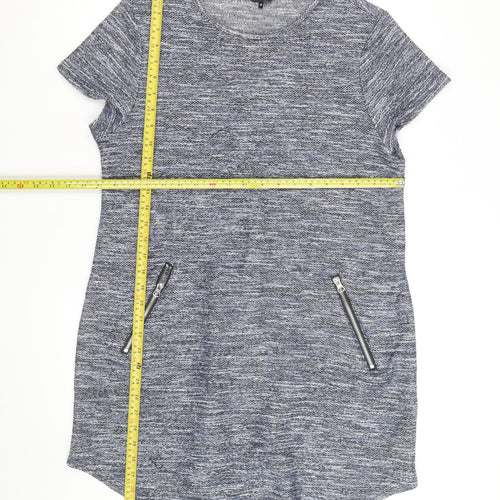 New Look Women’s Grey Knit Short Sleeve Zip Pocket T-Shirt Dress Size 16