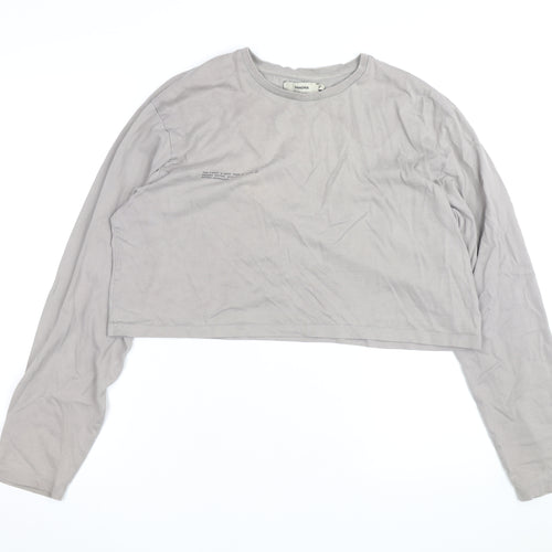 Pangaia Womens Grey Cropped Long Sleeve Organic Cotton T-Shirt XL
