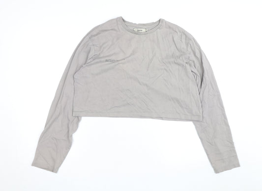 Pangaia Womens Grey Cropped Long Sleeve Organic Cotton T-Shirt XL