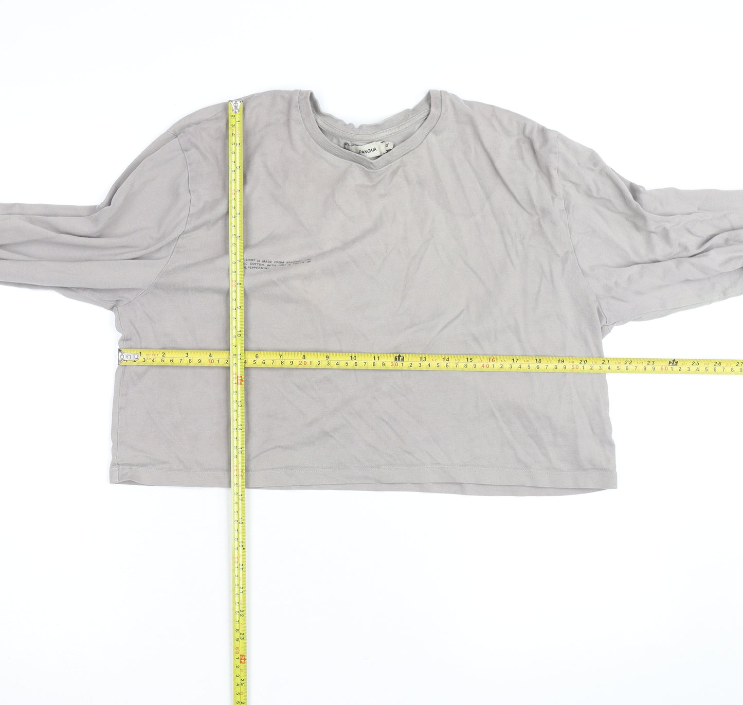 Pangaia Womens Grey Cropped Long Sleeve Organic Cotton T-Shirt XL