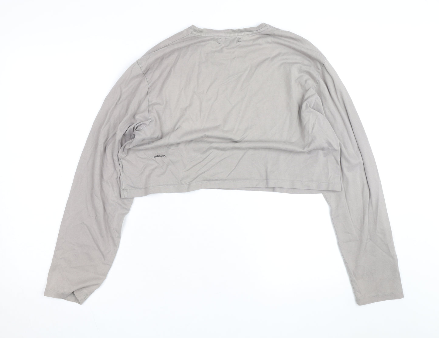 Pangaia Womens Grey Cropped Long Sleeve Organic Cotton T-Shirt XL