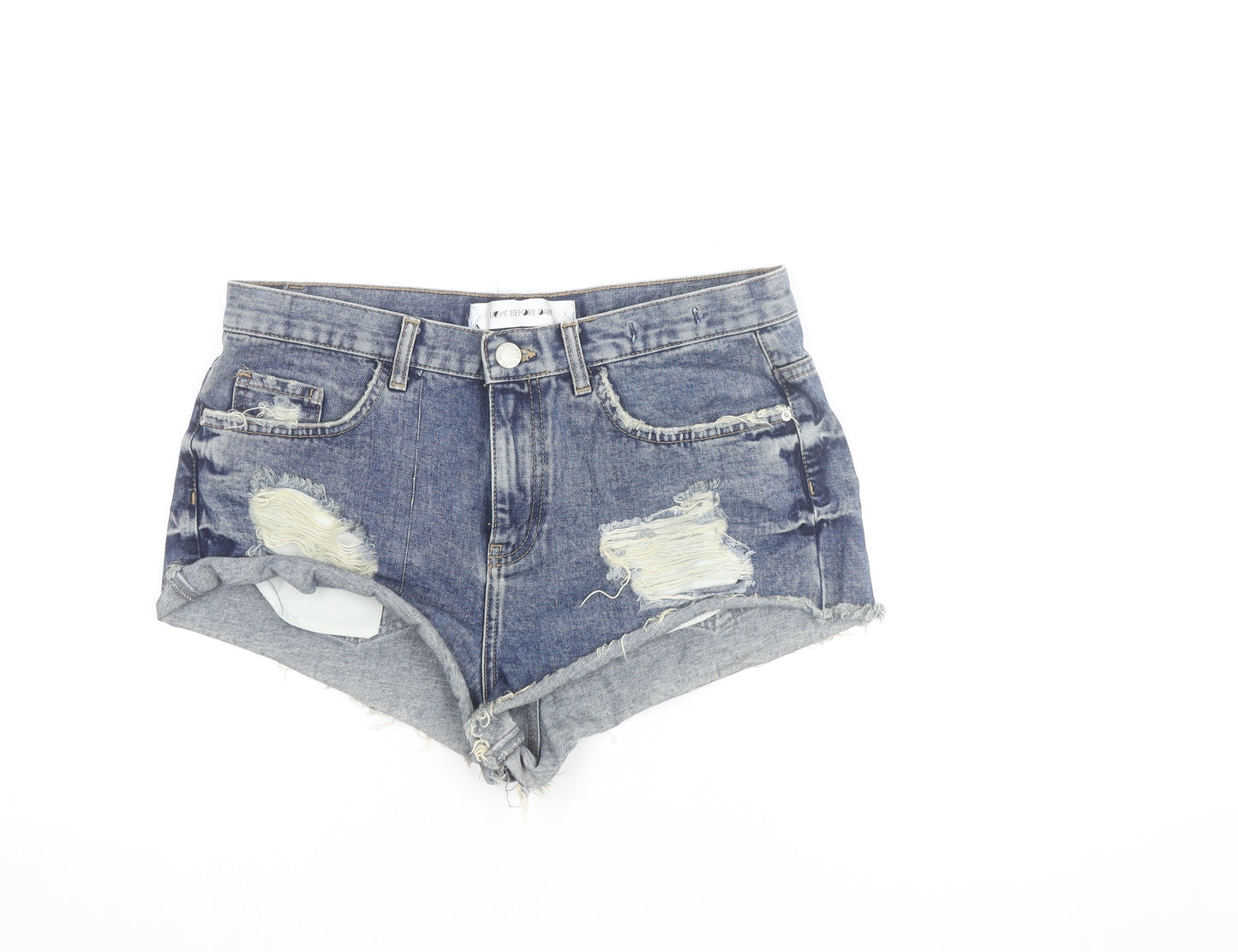Light Before Dark Womens Blue Denim Hot Pants Shorts Size M