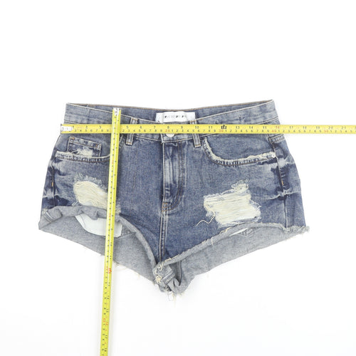 Light Before Dark Womens Blue Denim Hot Pants Shorts Size M