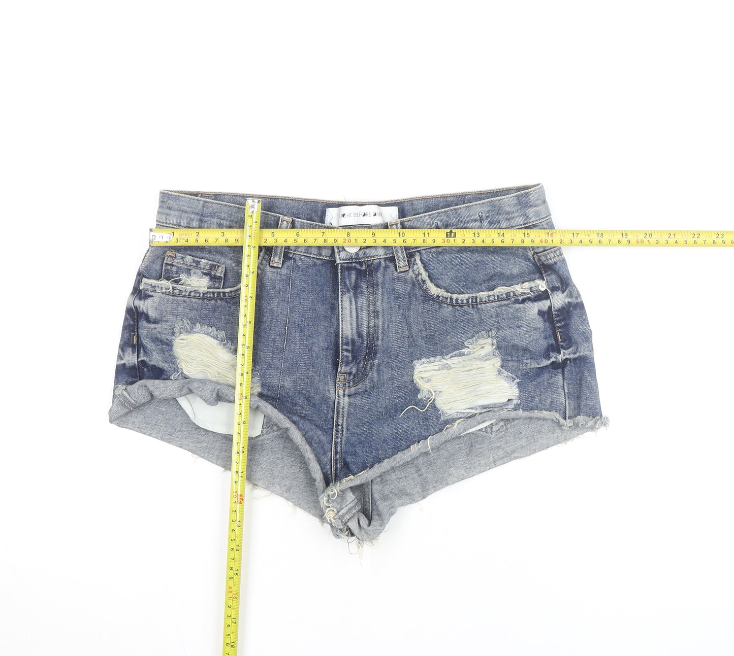 Light Before Dark Womens Blue Denim Hot Pants Shorts Size M