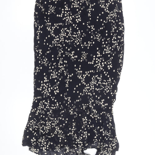 J Taylor Women's Black Polka Dot Midi Trumpet Skirt Size 14