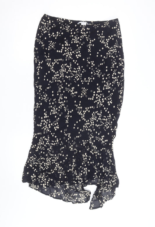 J Taylor Women's Black Polka Dot Midi Trumpet Skirt Size 14