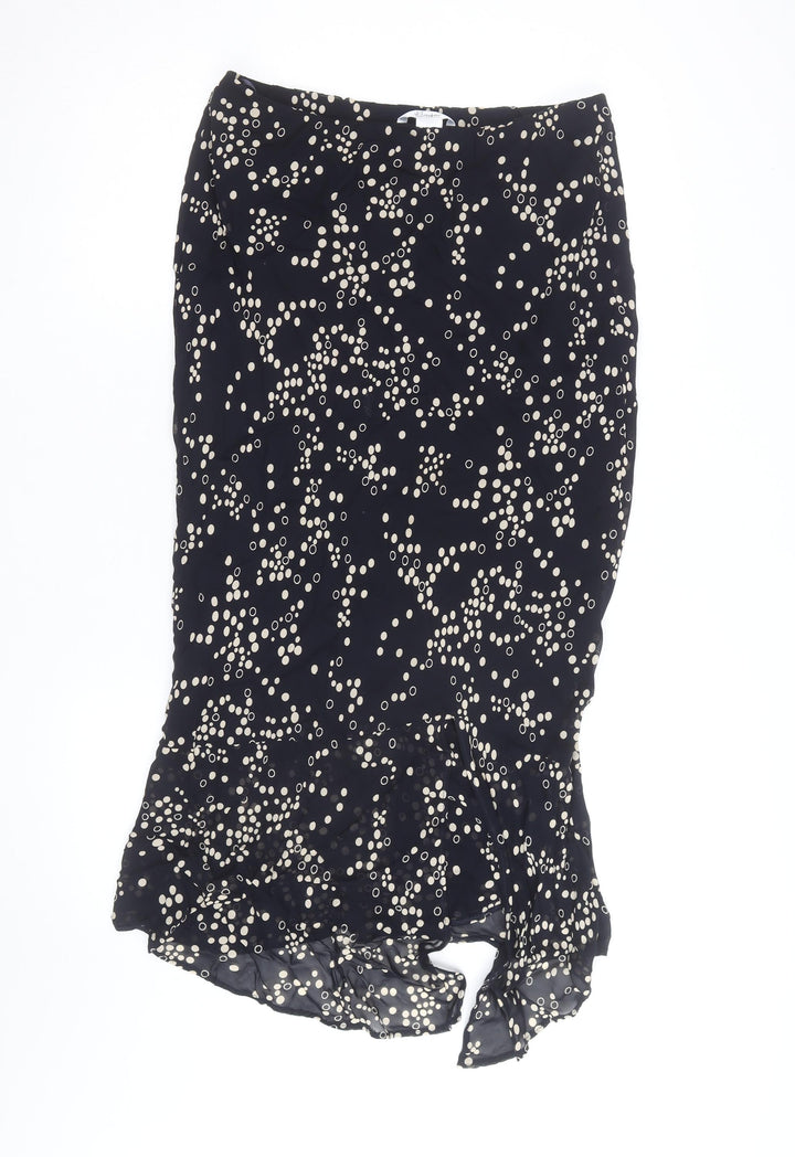 J Taylor Women's Black Polka Dot Midi Trumpet Skirt Size 14