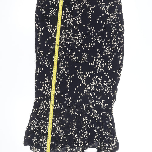 J Taylor Women's Black Polka Dot Midi Trumpet Skirt Size 14