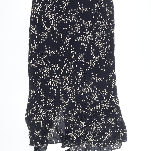J Taylor Women's Black Polka Dot Midi Trumpet Skirt Size 14