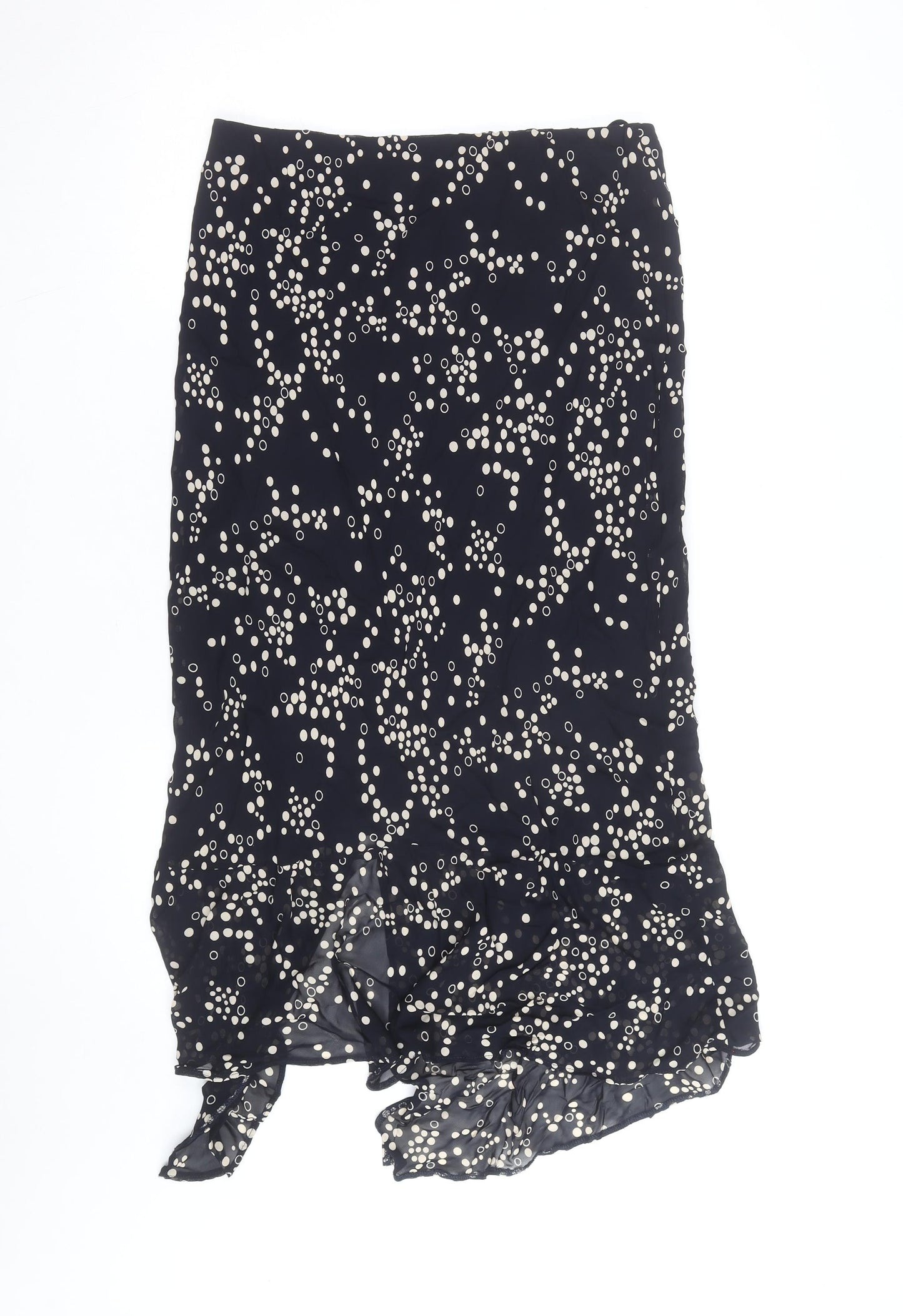 J Taylor Women's Black Polka Dot Midi Trumpet Skirt Size 14
