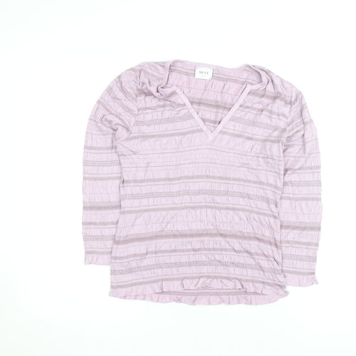 Next Women’s Pink Striped V-Neck Long Sleeve Knit Blouse Size 12