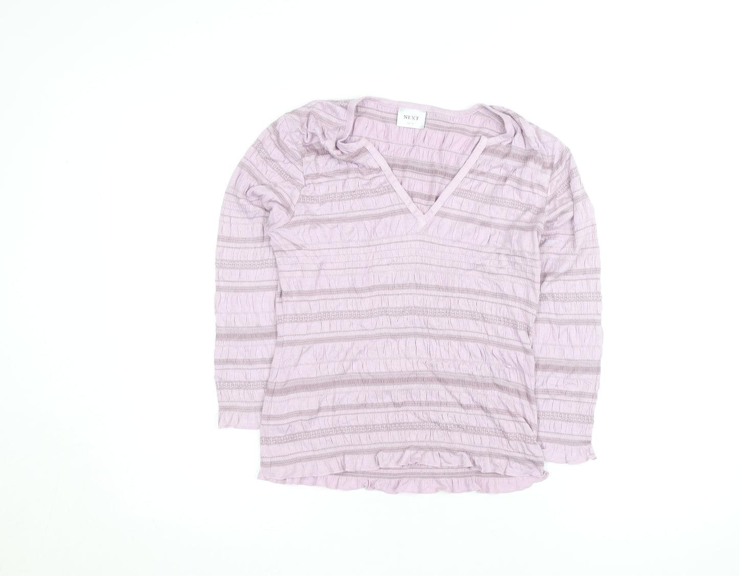 Next Women’s Pink Striped V-Neck Long Sleeve Knit Blouse Size 12