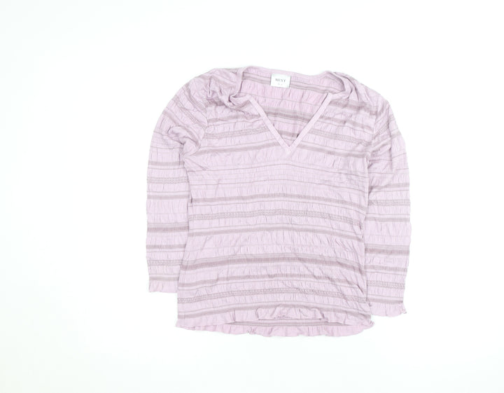 Next Women’s Pink Striped V-Neck Long Sleeve Knit Blouse Size 12