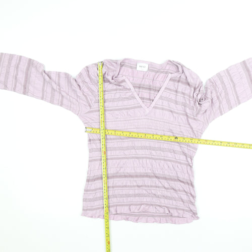 Next Women’s Pink Striped V-Neck Long Sleeve Knit Blouse Size 12