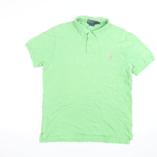 Ralph Lauren Men’s Green Slim Fit Polo Shirt L Cotton Embroidered Logo