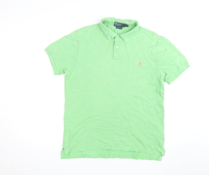 Ralph Lauren Men’s Green Slim Fit Polo Shirt L Cotton Embroidered Logo