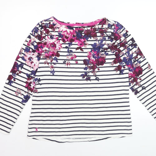 Joules Womens Multicoloured Floral Striped Long Sleeve Cotton T-Shirt Size 12
