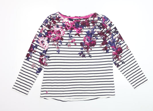 Joules Womens Multicoloured Floral Striped Long Sleeve Cotton T-Shirt Size 12