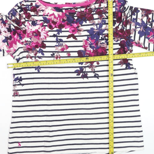 Joules Womens Multicoloured Floral Striped Long Sleeve Cotton T-Shirt Size 12