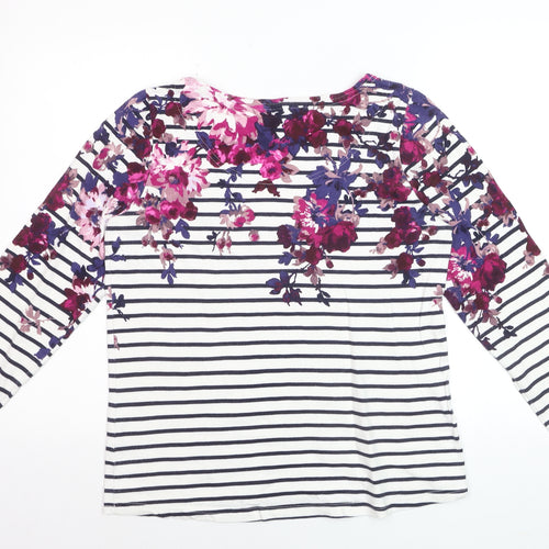Joules Womens Multicoloured Floral Striped Long Sleeve Cotton T-Shirt Size 12