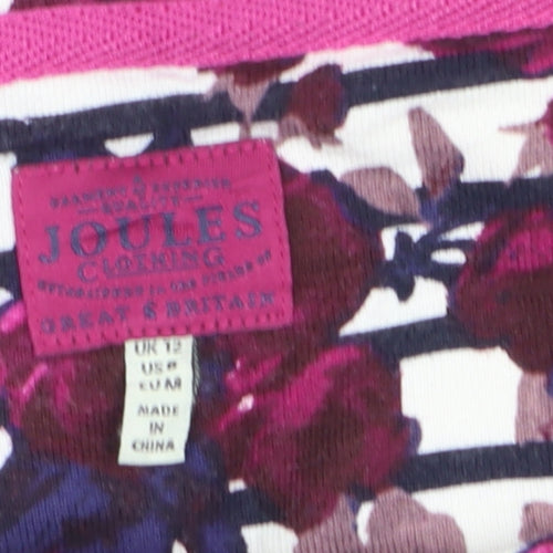 Joules Womens Multicoloured Floral Striped Long Sleeve Cotton T-Shirt Size 12