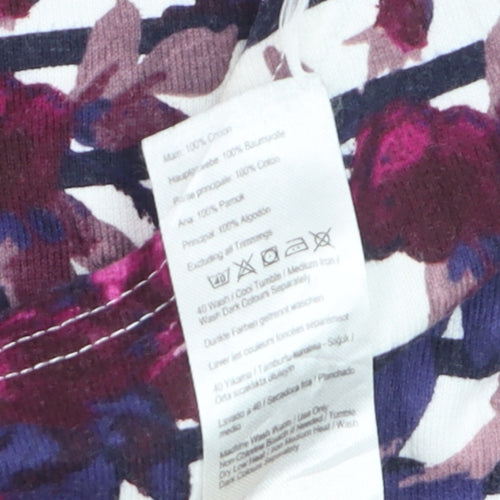 Joules Womens Multicoloured Floral Striped Long Sleeve Cotton T-Shirt Size 12