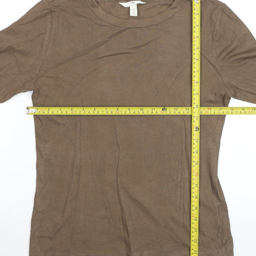 H&M Women Brown Basic Long Sleeve Jersey T-Shirt XL
