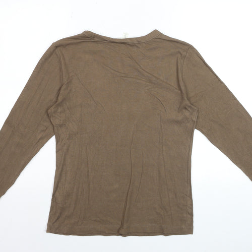 H&M Women Brown Basic Long Sleeve Jersey T-Shirt XL