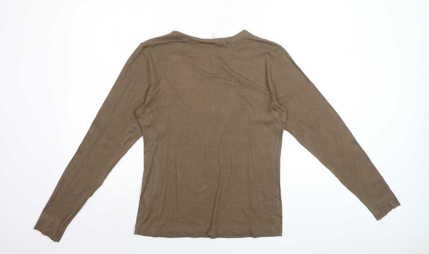 H&M Women Brown Basic Long Sleeve Jersey T-Shirt XL