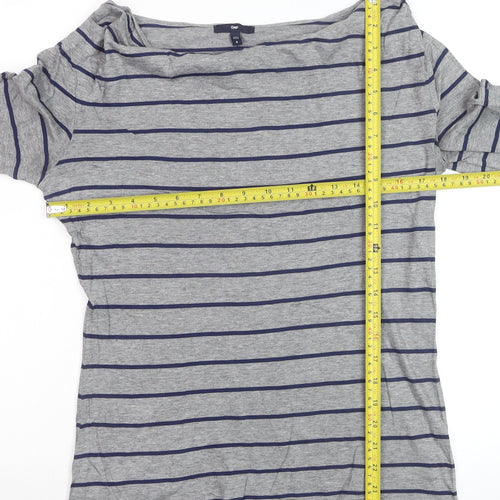 Gap Women’s Grey Striped Boat Neck 3/4 Sleeve Jersey Top Size M