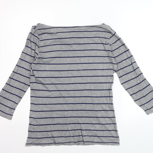 Gap Women’s Grey Striped Boat Neck 3/4 Sleeve Jersey Top Size M