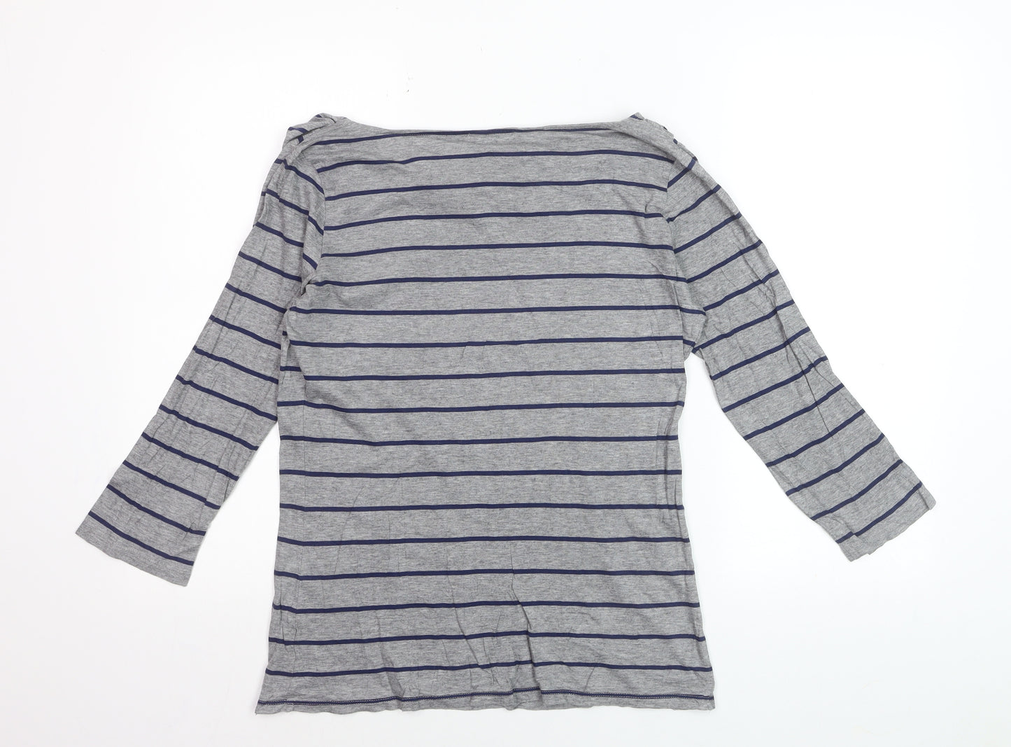 Gap Women’s Grey Striped Boat Neck 3/4 Sleeve Jersey Top Size M