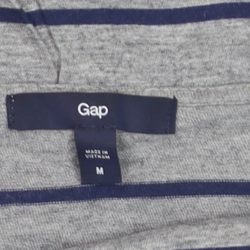 Gap Women’s Grey Striped Boat Neck 3/4 Sleeve Jersey Top Size M