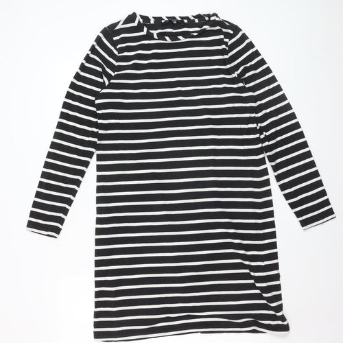 French Connection Women’s Black White Striped Long Sleeve Tunic Top Size 14