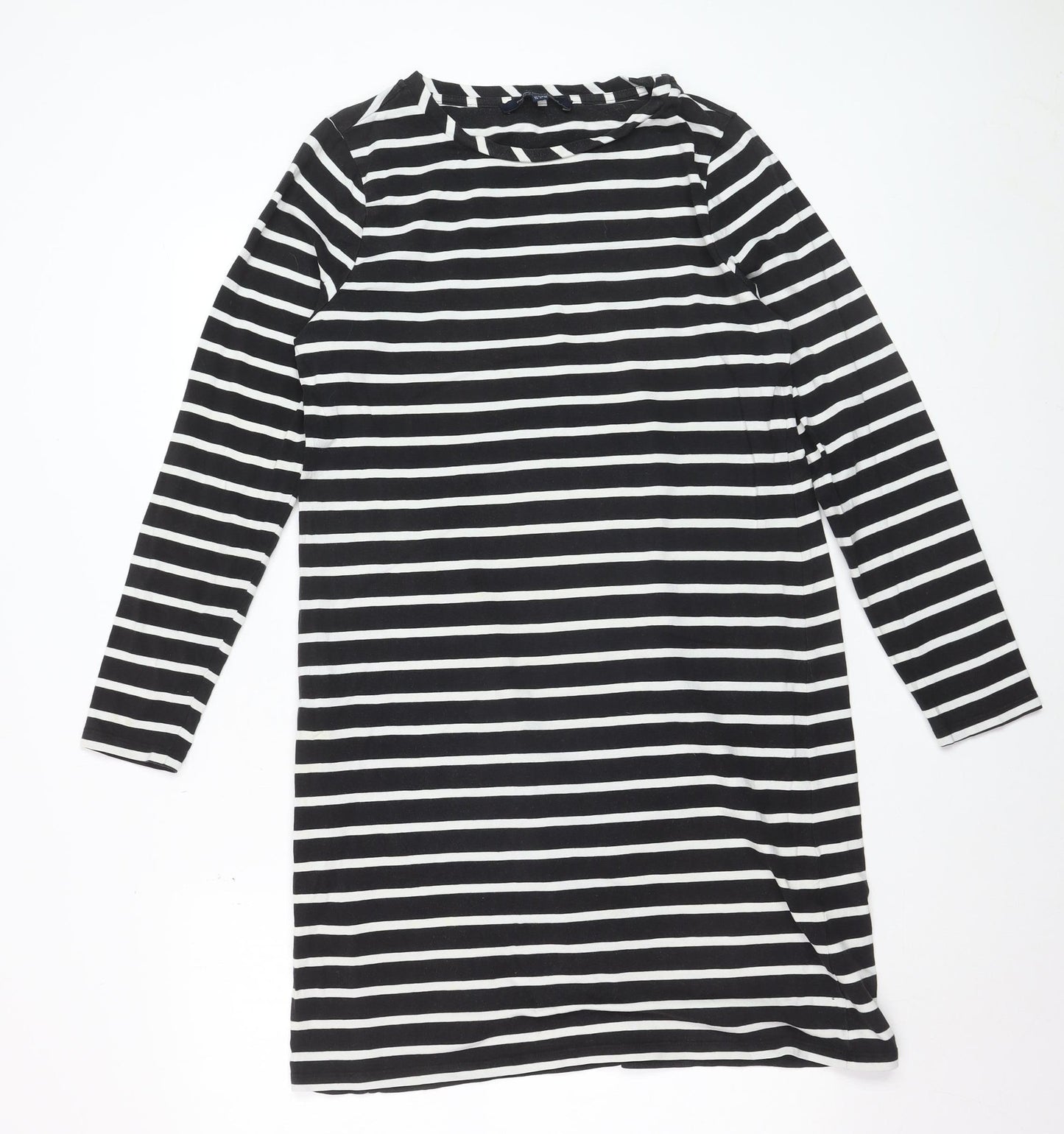 French Connection Women’s Black White Striped Long Sleeve Tunic Top Size 14