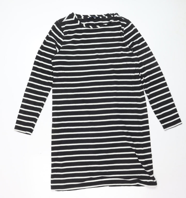 French Connection Women’s Black White Striped Long Sleeve Tunic Top Size 14