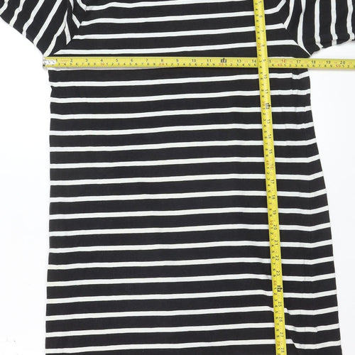 French Connection Women’s Black White Striped Long Sleeve Tunic Top Size 14