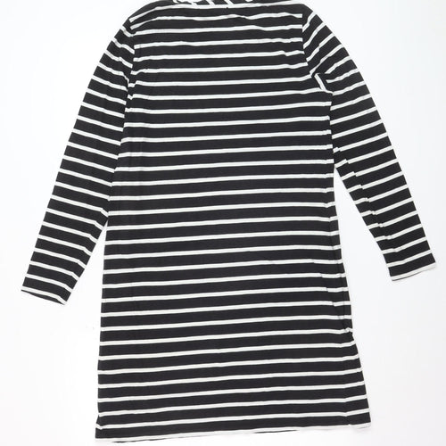 French Connection Women’s Black White Striped Long Sleeve Tunic Top Size 14