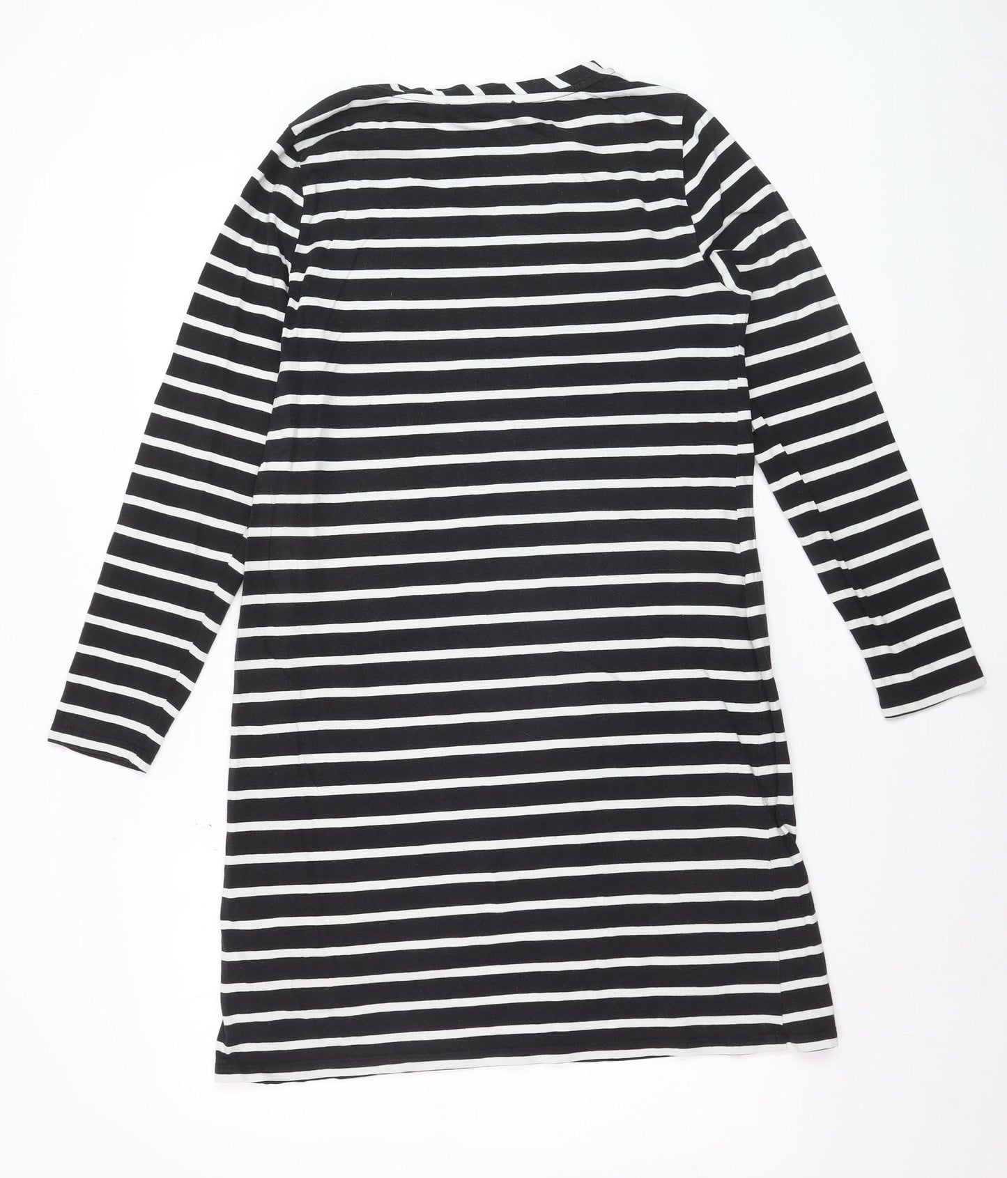 French Connection Women’s Black White Striped Long Sleeve Tunic Top Size 14