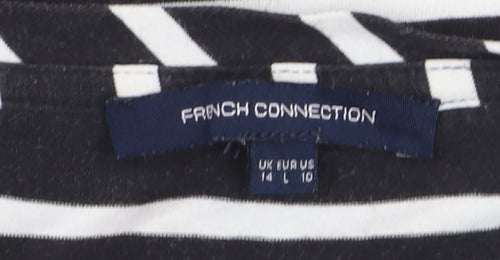 French Connection Women’s Black White Striped Long Sleeve Tunic Top Size 14